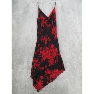 Vintage Lily Dress Womens Large Bias Slip Asymmetric Red Rose 90s Fairy Grunge